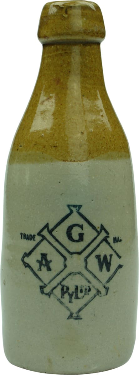 GAW Geelong Stoneware Ginger Beer Bottle