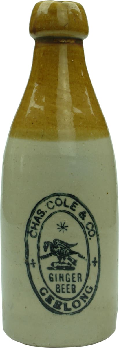 Chas Cole Geelong Heron Fish Ginger Beer Bottle