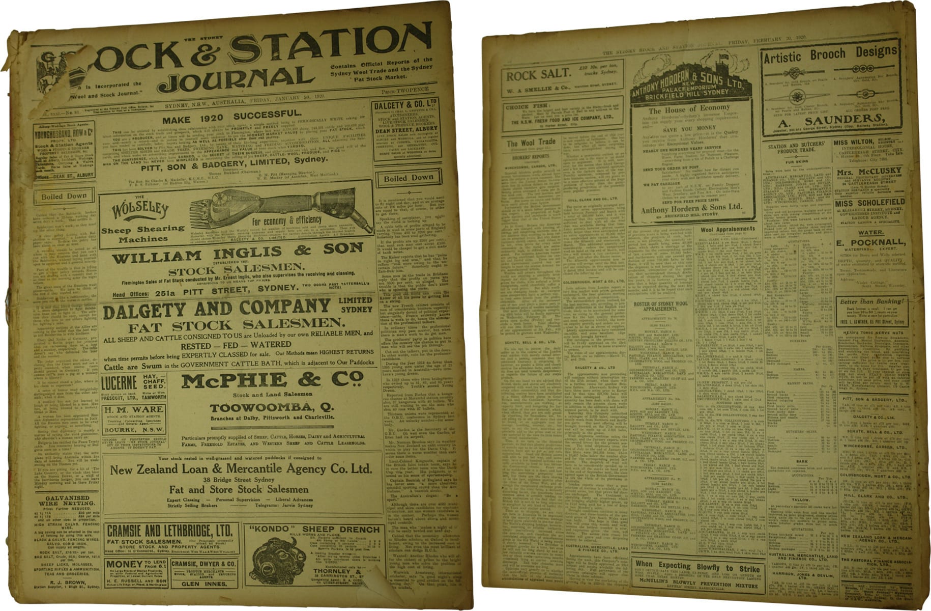 Vintage Sydney Stock Station Journals