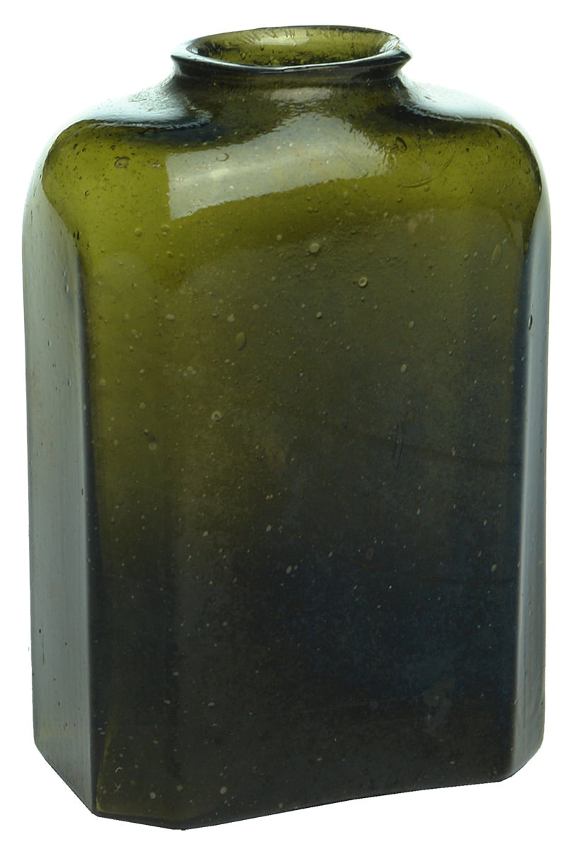 Open Pontil Black Glass Snuff Jar