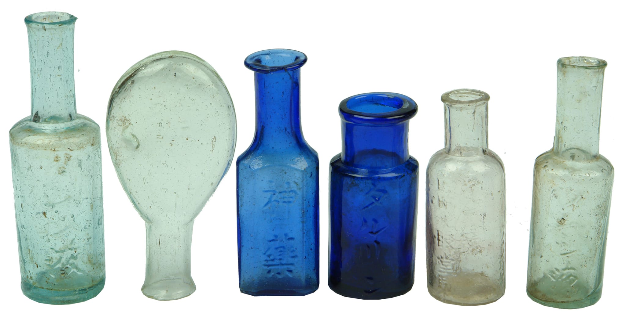 Collection Chinese Japanese Glass Medicine Bottles
