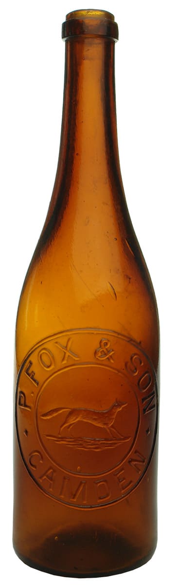 Fox Camden Antique Amber Glass Beer Bottle