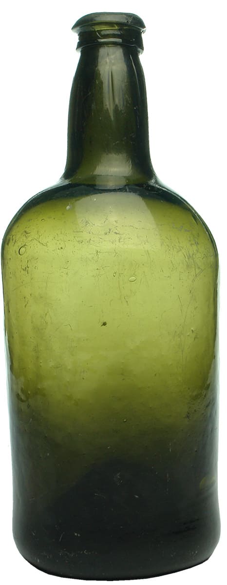 Antique Black Glass Mallet Pontil Bottle