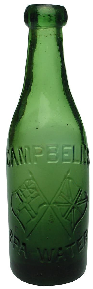 Campbells Spa Water Flags Green Bottle