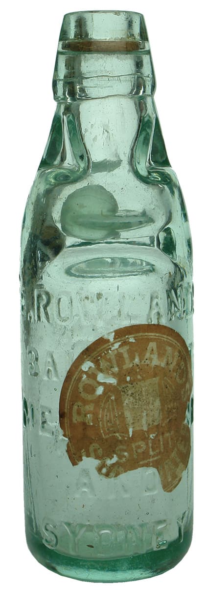 Rowlands Soda Water Ballarat Melbourne Codd Bottle