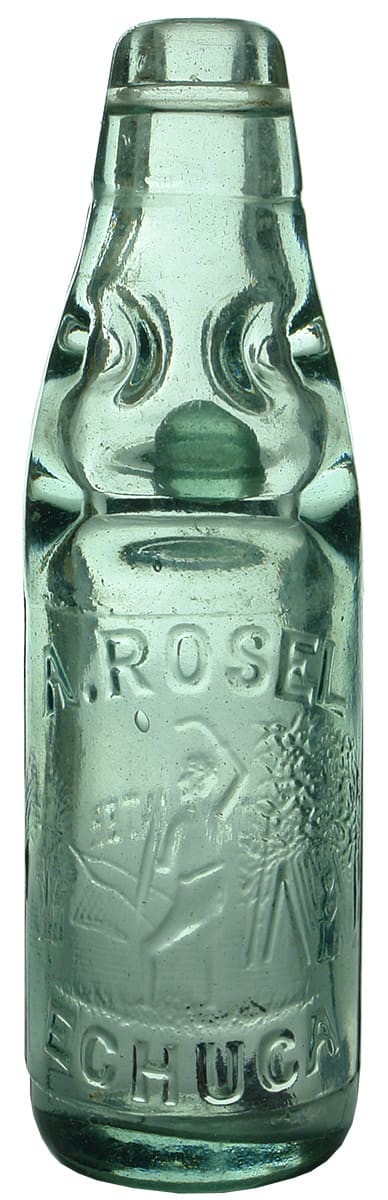 Rosel Echuca Indigineous Man Antique Codd Bottle