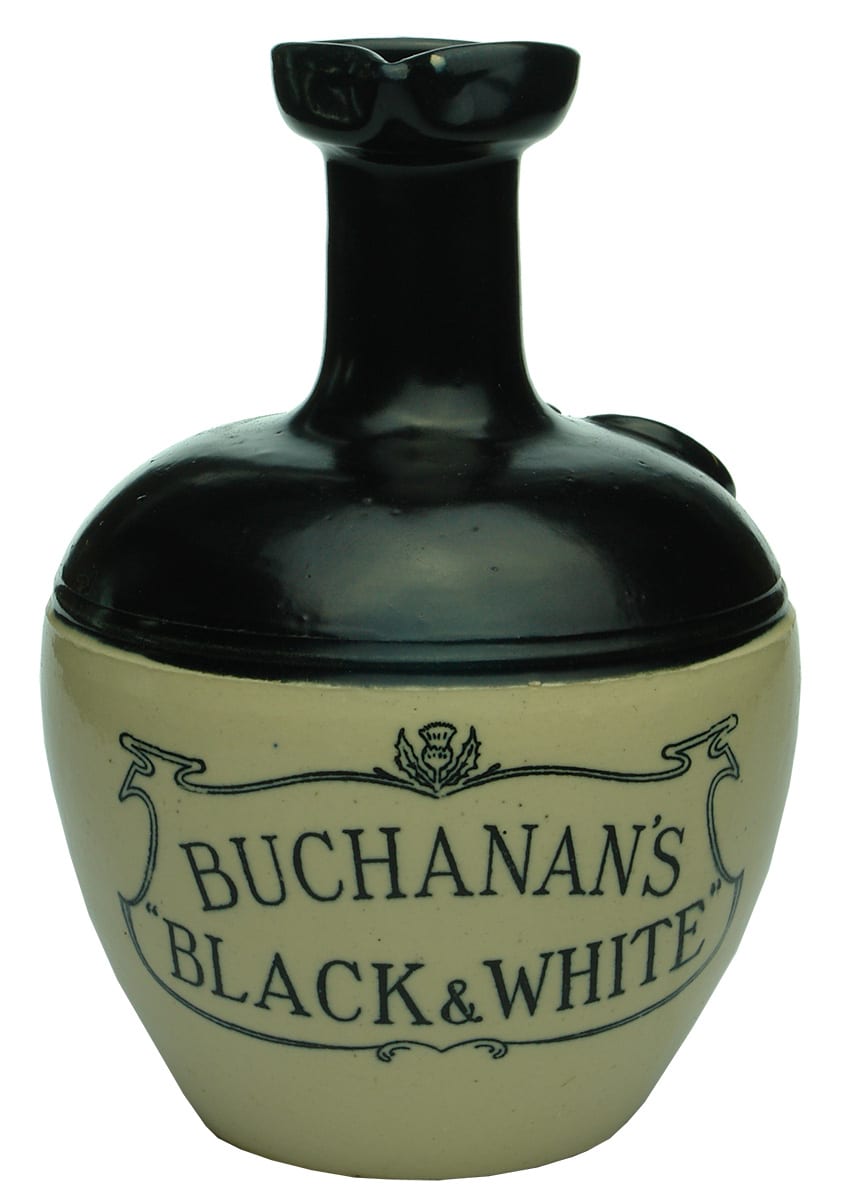 Buchanan's Black White Stoneware Jug