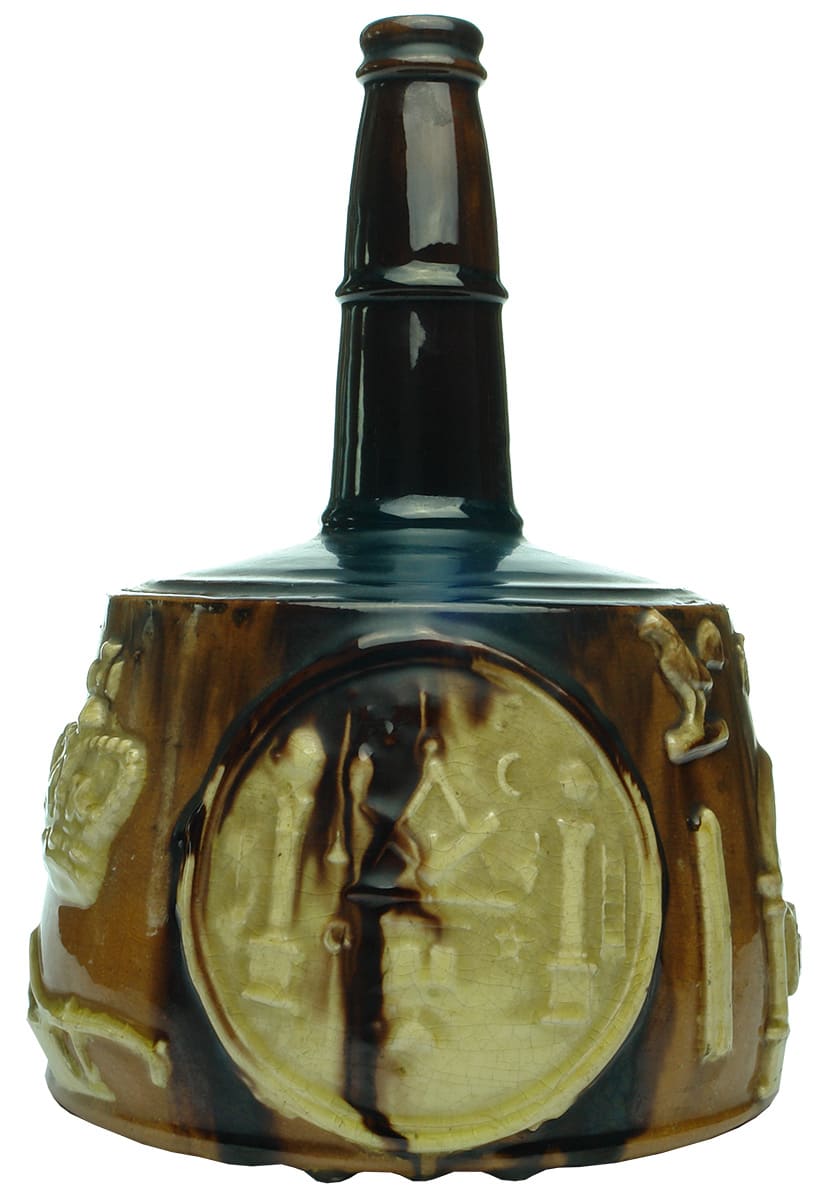 Masonic Themed Stoneware Whisky Jug