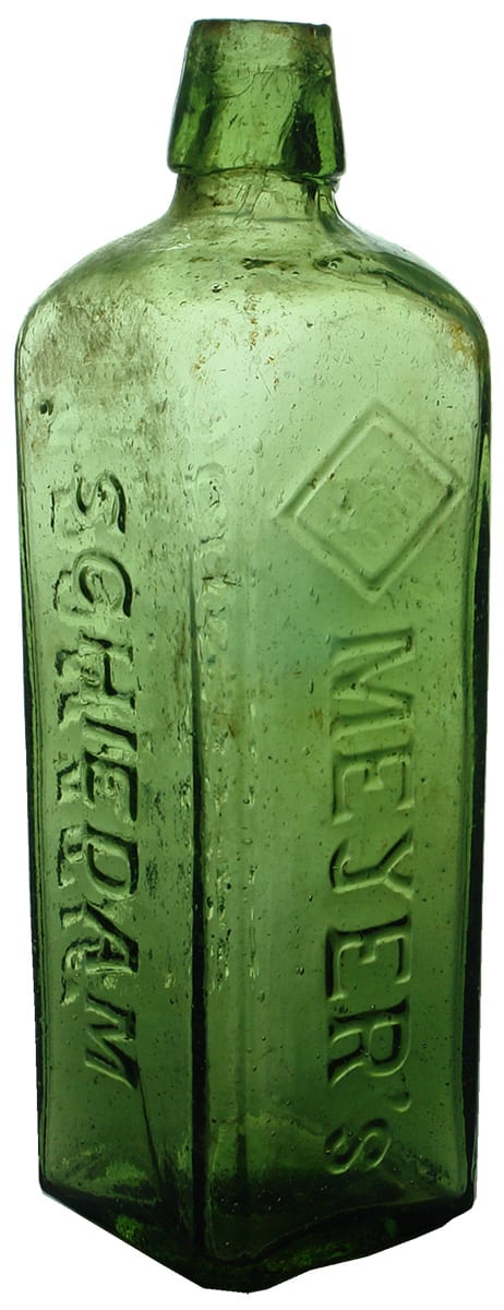 Meyer's Schiedam Schnapps Antique Glass Bottle