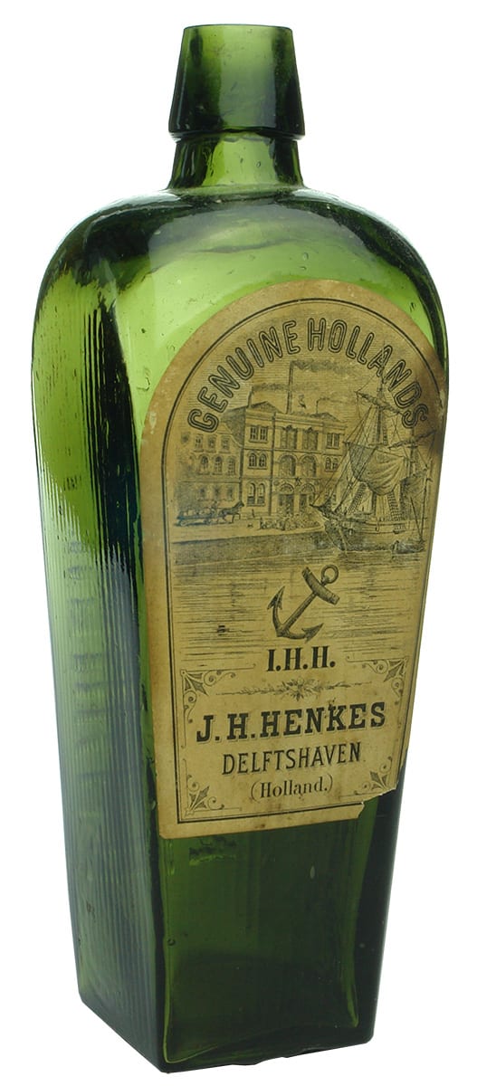Henkes Delftshaven Antique Labelled Gin Bottle