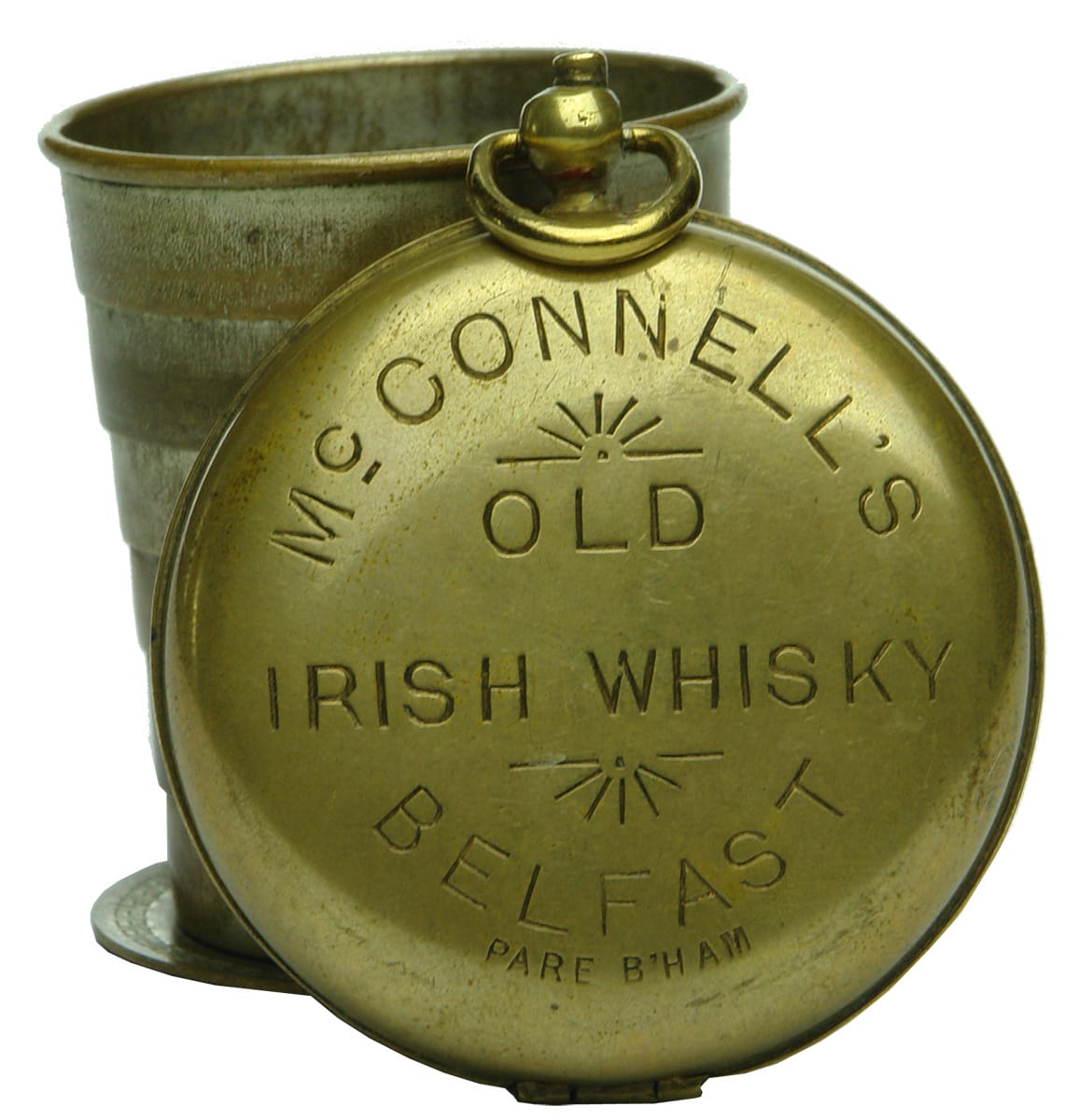 McConnell's Old Irish Whisky Belfast Brass Shot Cup