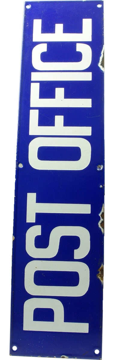 Post Office Blue White Enamel Sign