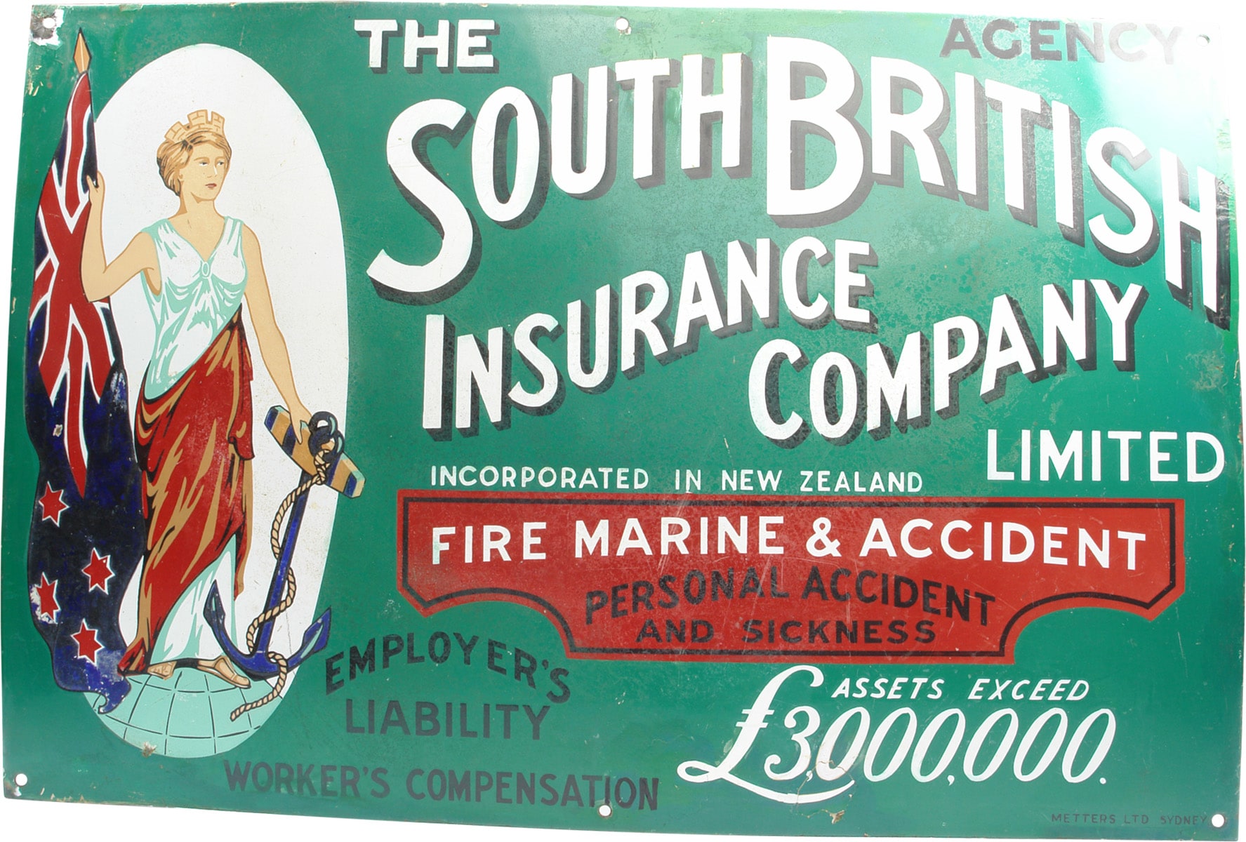 South British Insurance Enamel Sign