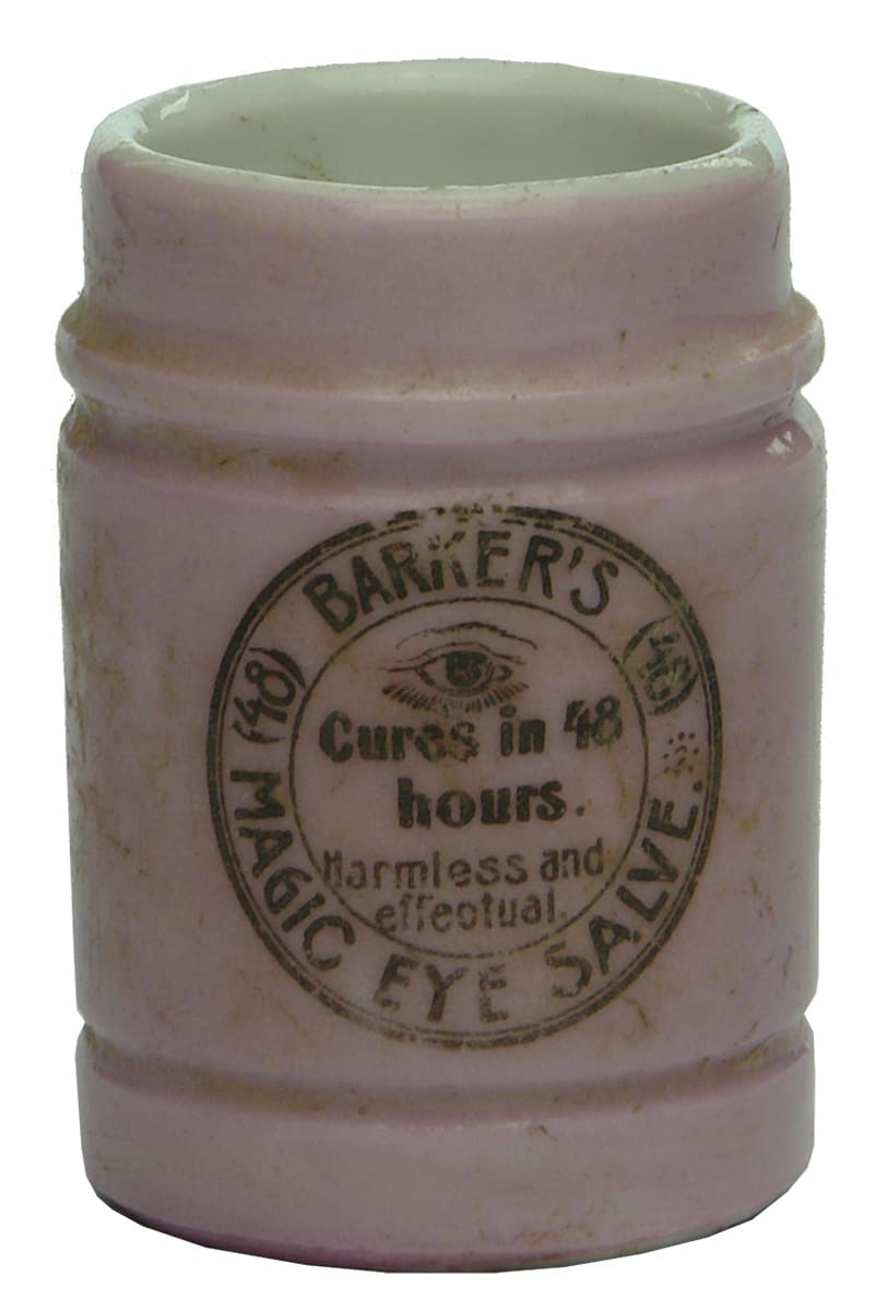 Barker's Eye Salve Antique Pot