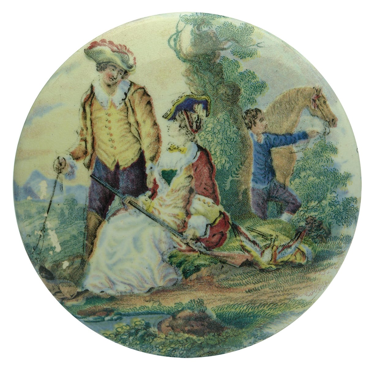 Lady with Gun Prattware Lid