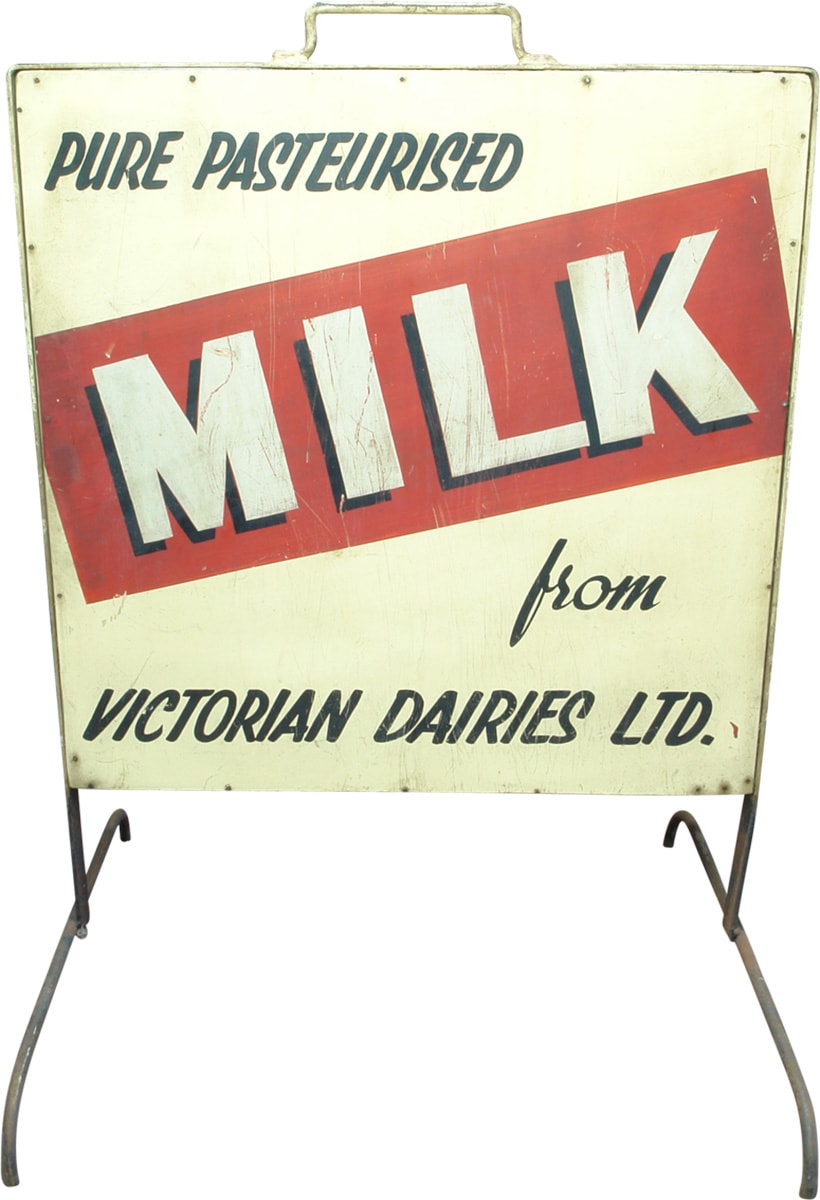 Milk Victorian Dairies Footpath Sign