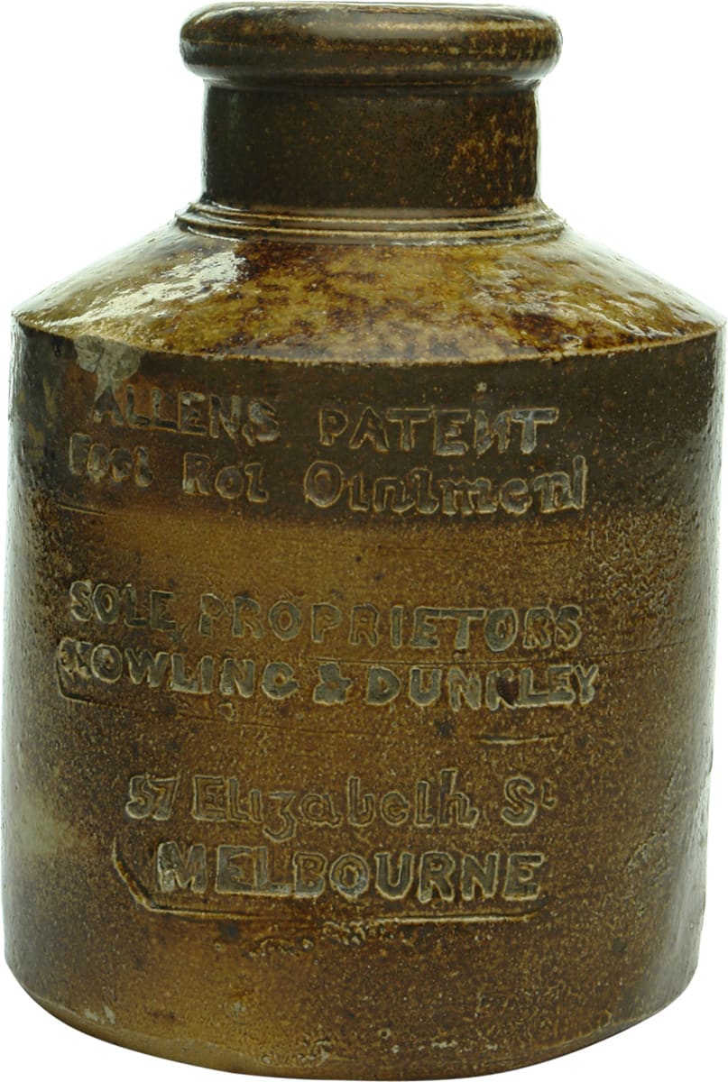 Mowling Dunkley Allen's Patent Footrot Ointment Jar