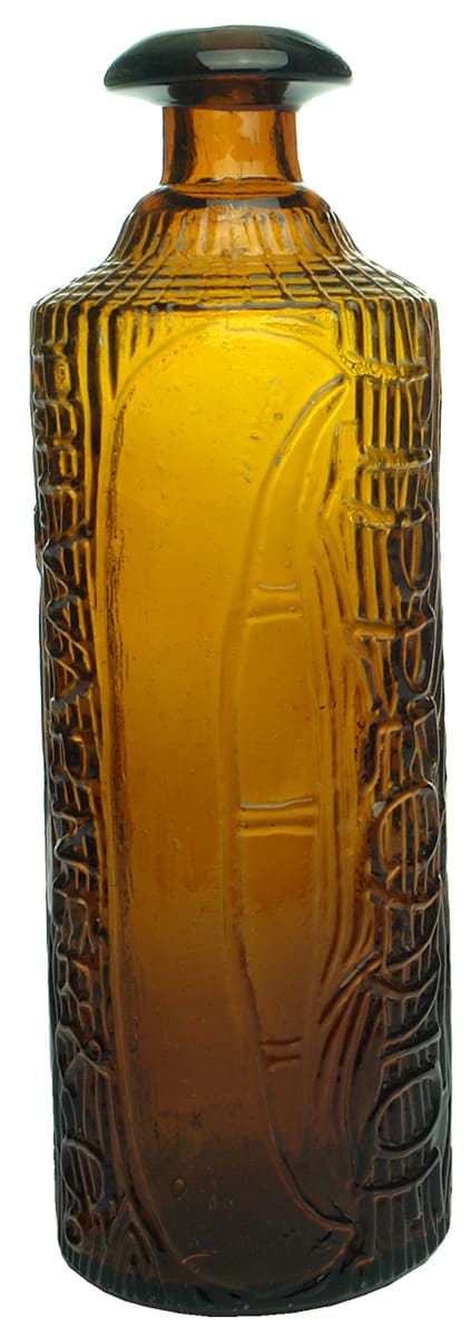 Warner Tippecanoe Amber Glass Bottle