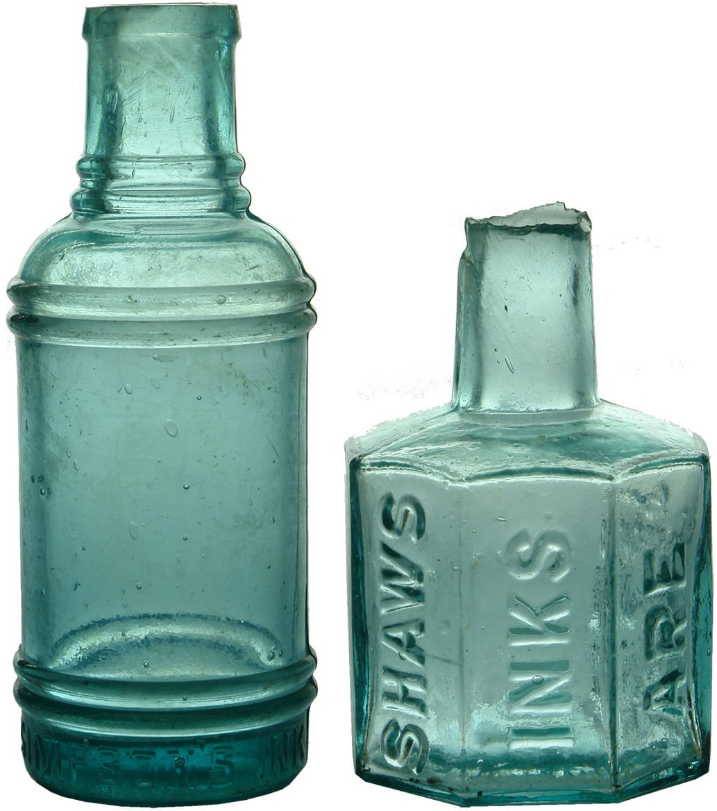 Collection Antique Glass Ink Bottles