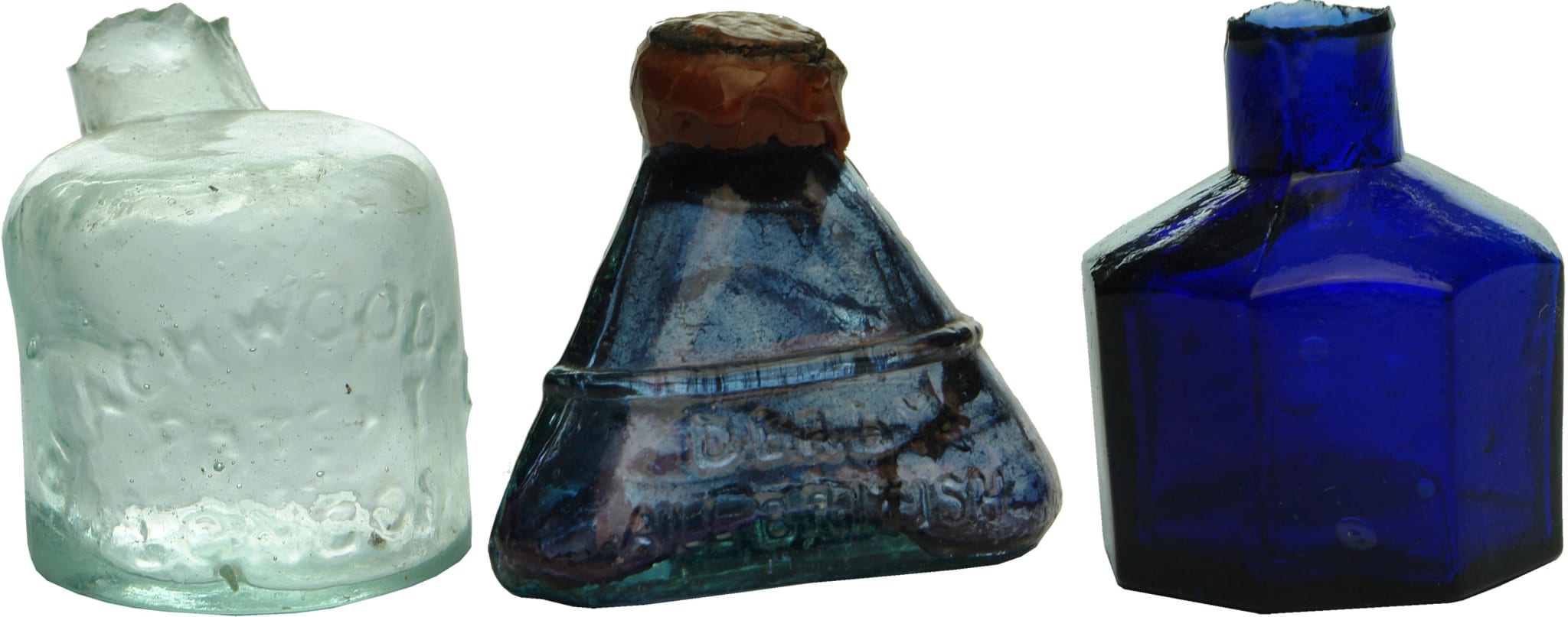 Collection Antique Glass Ink Bottles