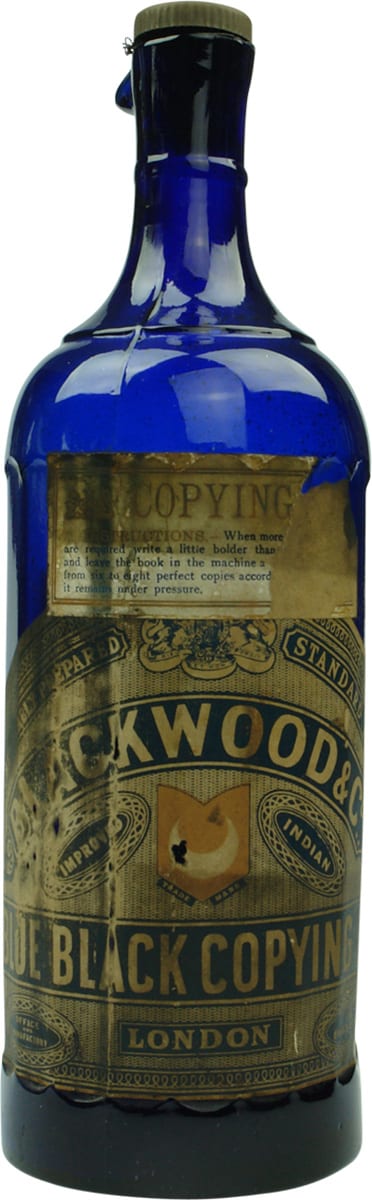 Cobalt Blue Labelled Blackwood London Ink Bottle