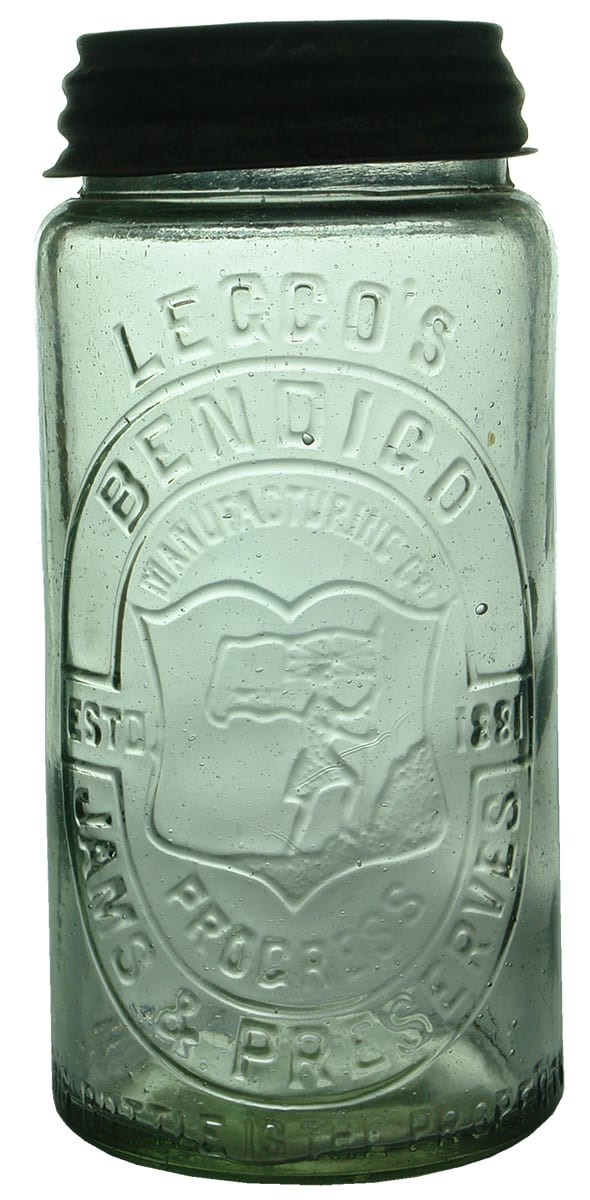 Leggo's Bendigo Man Flag Glass Jar