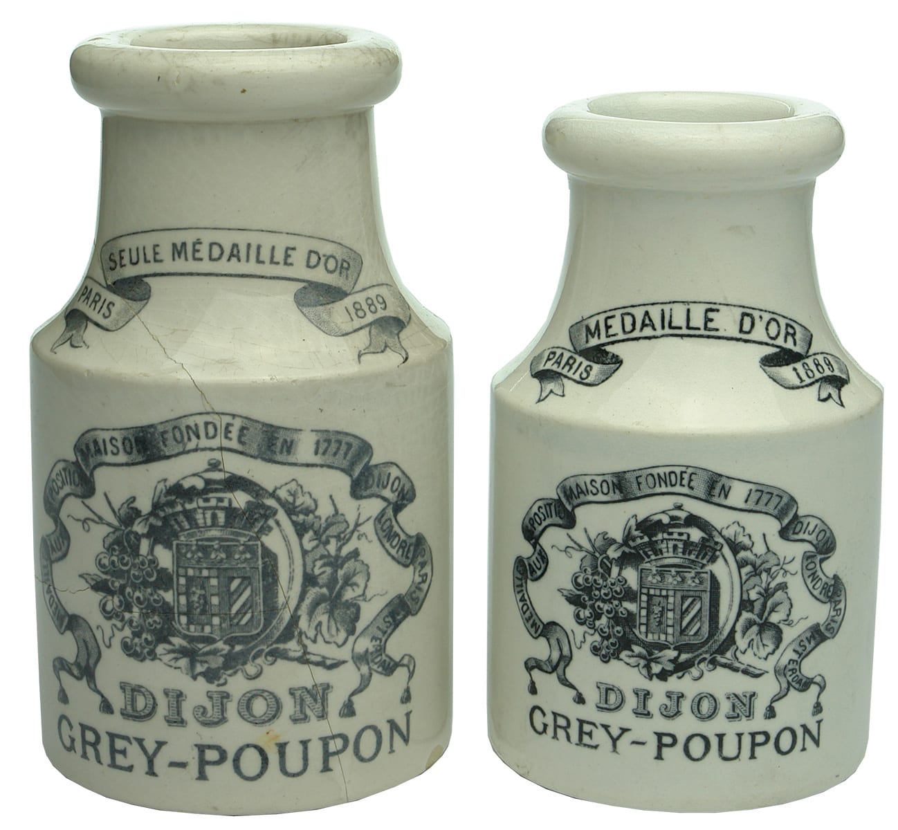 Dijon Grey Poupon Stoneware Jars