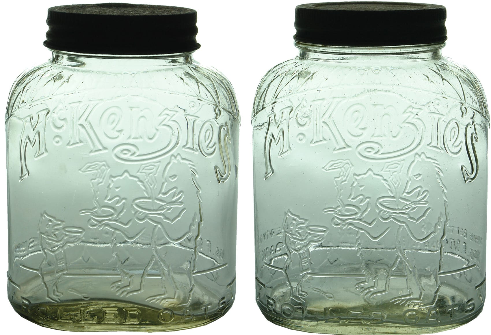 McKenzie's Rolled Oats Three Bears Glass Jars