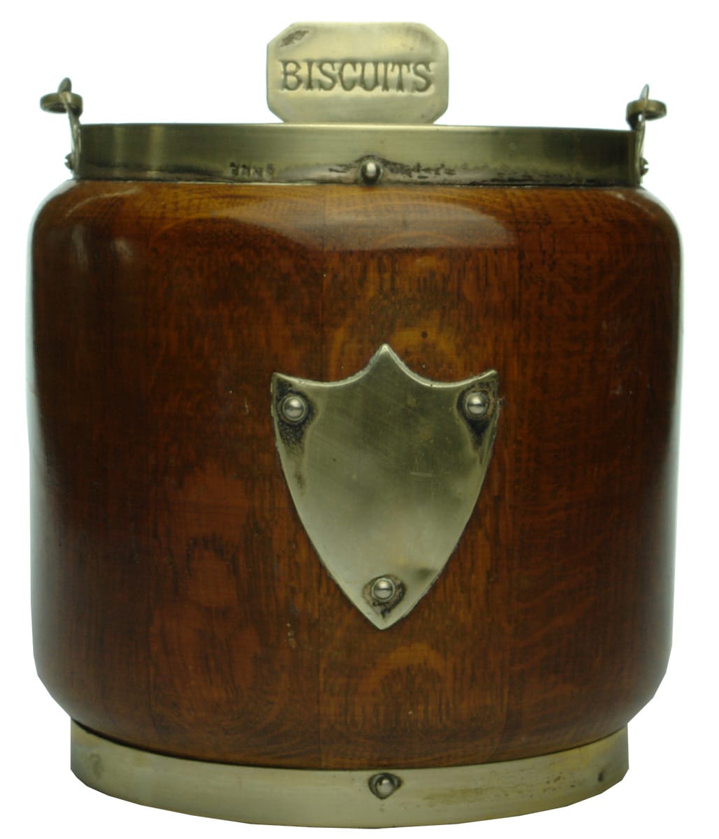 EPNS Wooden Biscuit Barrel