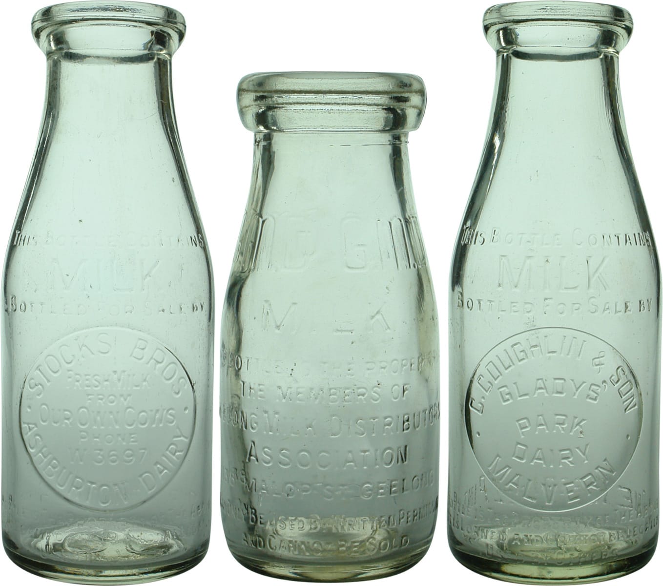 Collection Vintage Glass Milk Bottles