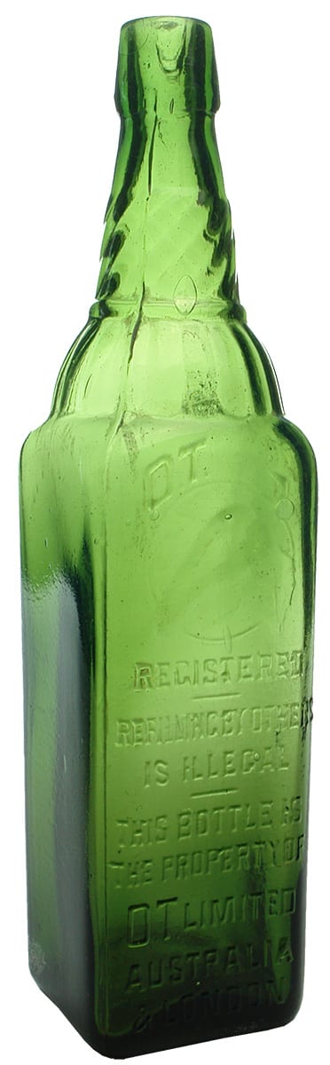 OT Limited Australia London Green Cordial Bottle