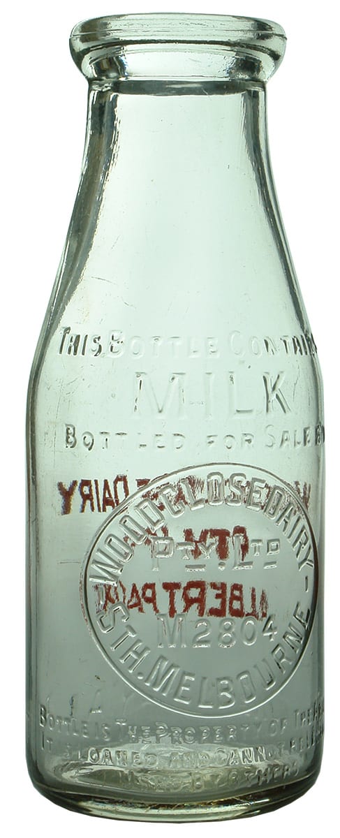 Woodclose Dairy South Melbourne Milk Bottle