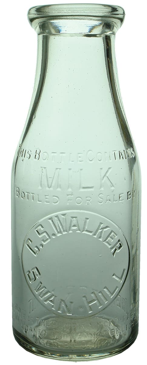 Walker Swan Hill Pint Milk Bottle