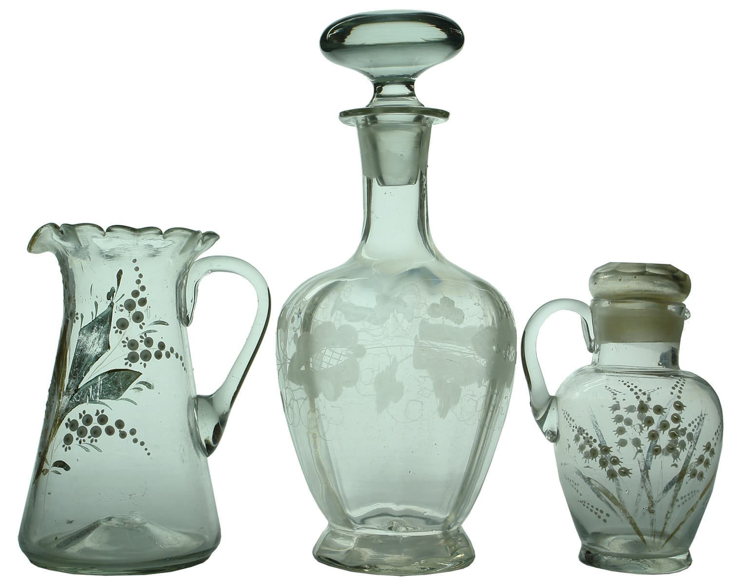 Antique Cut Glass Crystal Jugs Decanters