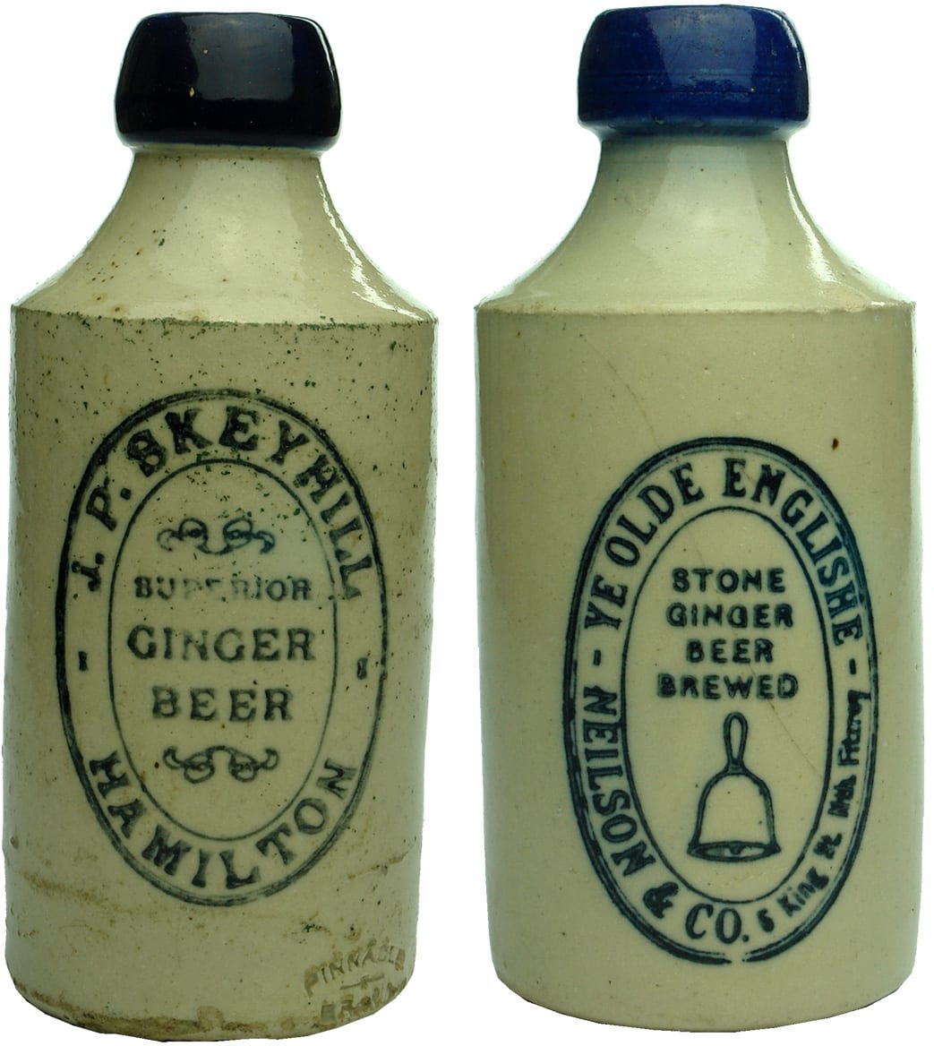 Collection Antique Stoneware Ginger Beer Bottles