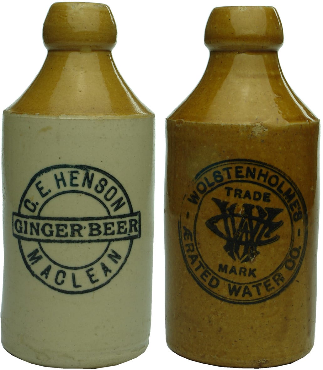 Collection Antique Stoneware Ginger Beer Bottles