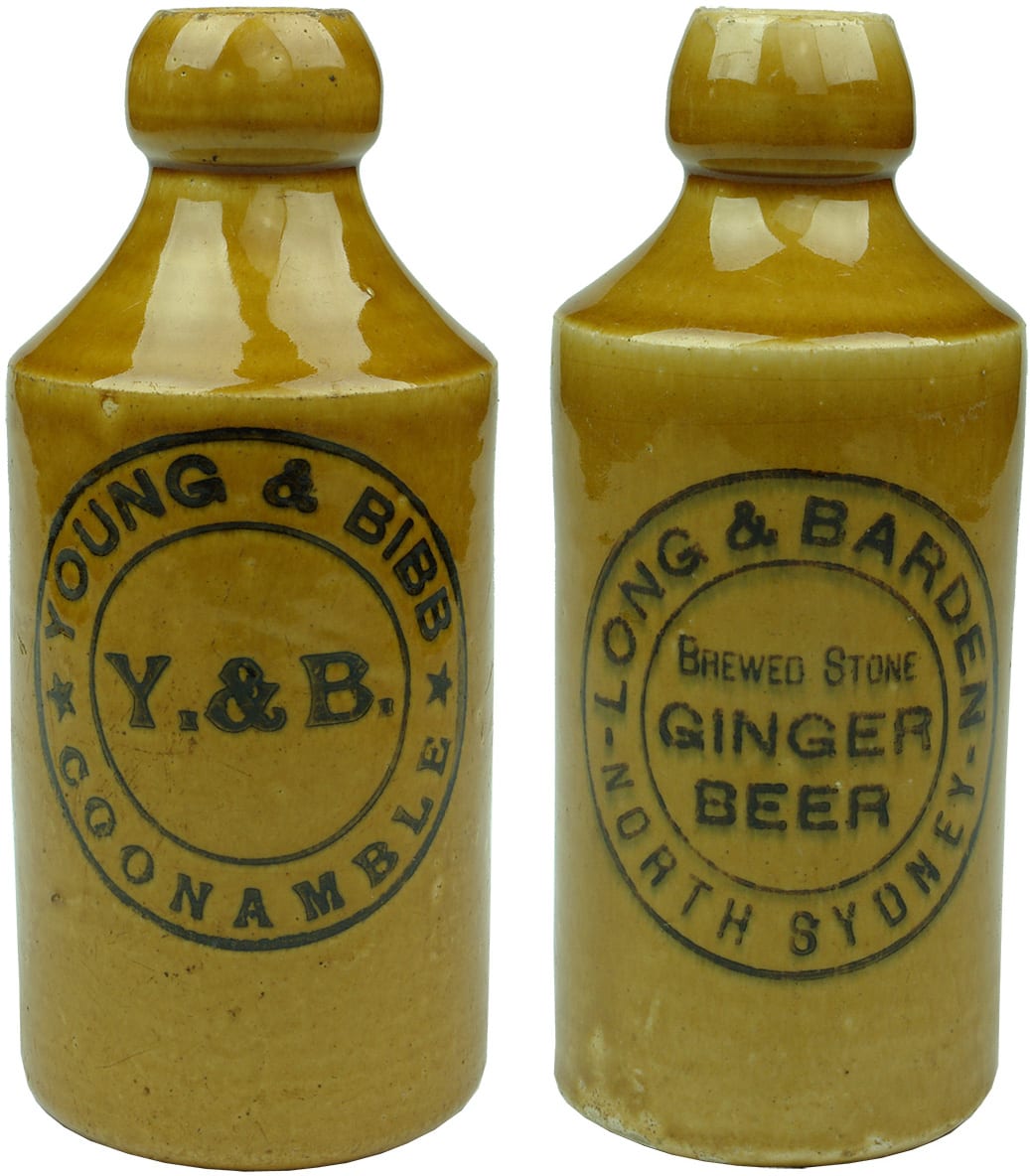 Collection Antique Stoneware Ginger Beer Bottles