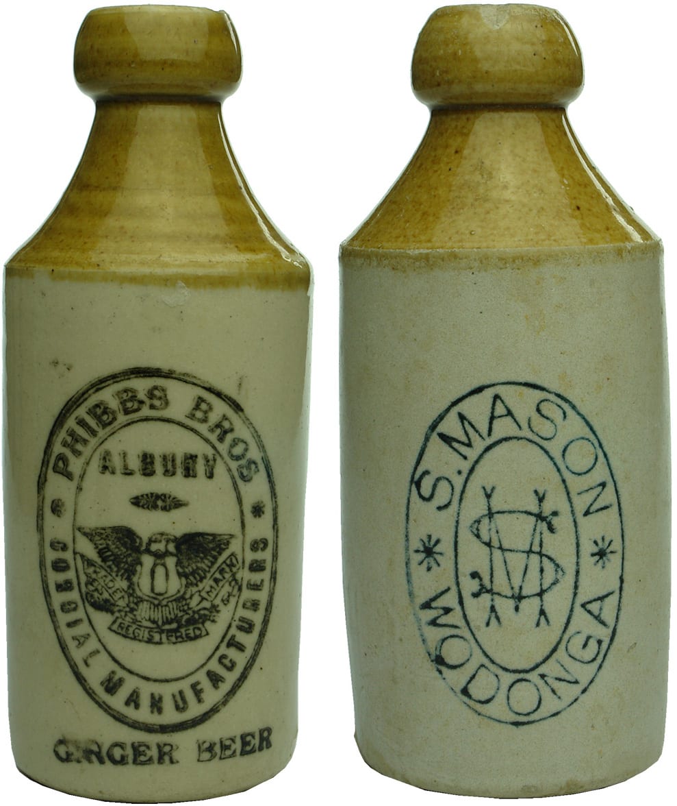 Collection Antique Stoneware Ginger Beer Bottles