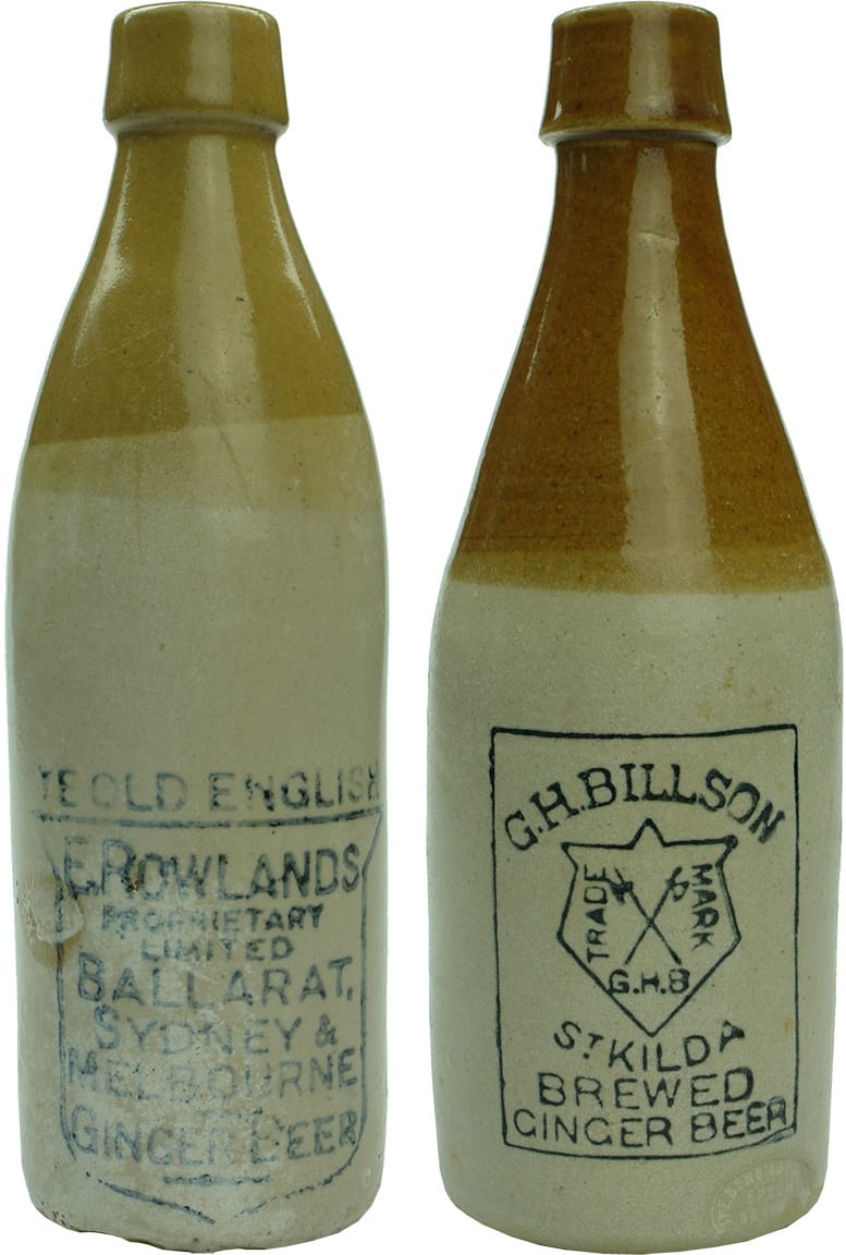 Collection Antique Stoneware Ginger Beer Bottles