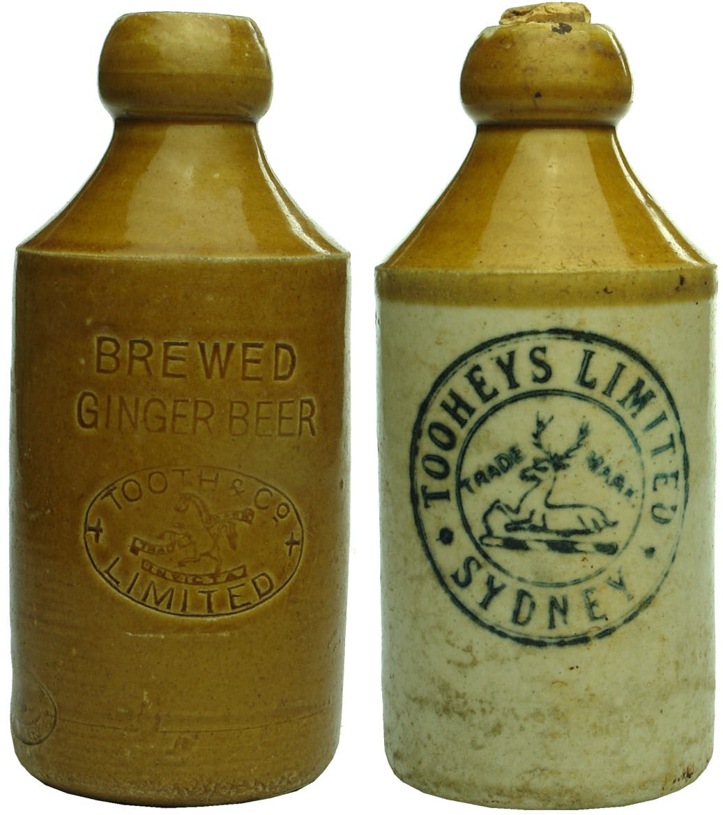 Collection Antique Stoneware Ginger Beer Bottles