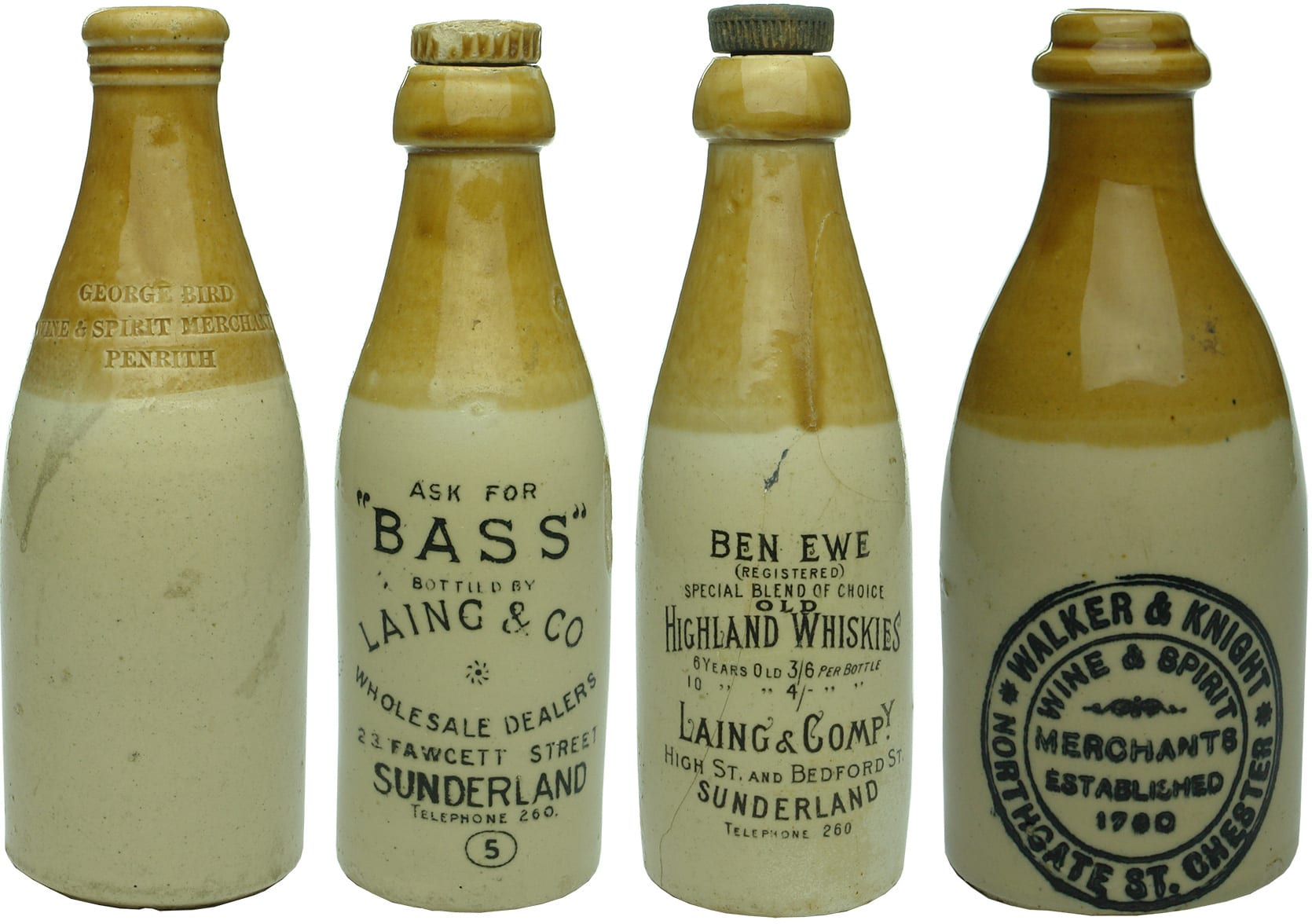 Collection Antique Stoneware Ginger Beer Bottles