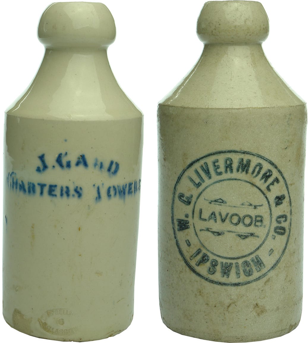 Collection Antique Stoneware Ginger Beer Bottles