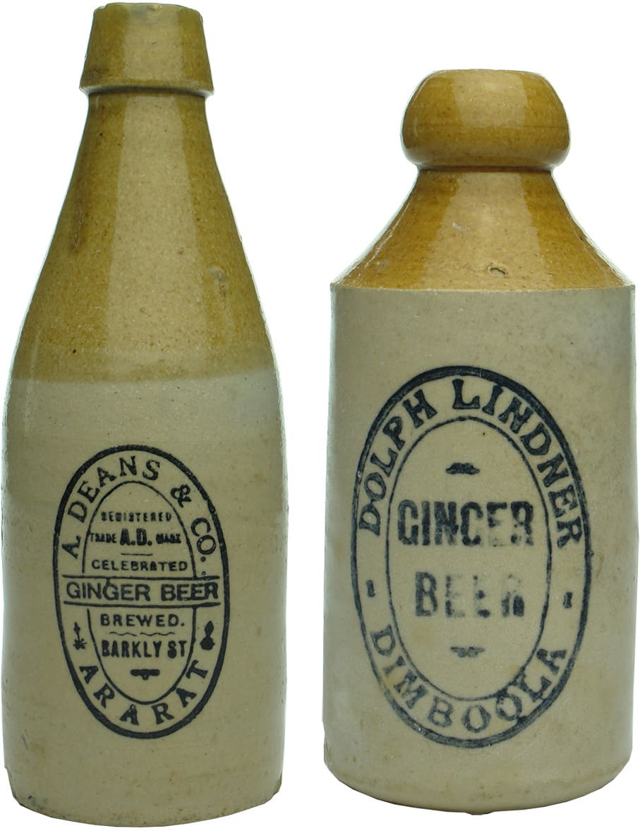 Collection Antique Stoneware Ginger Beer Bottles