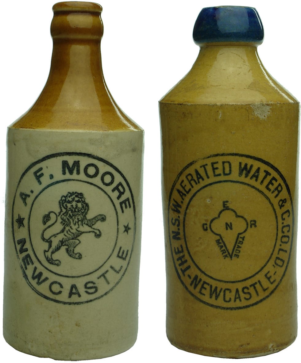 Collection Antique Stoneware Ginger Beer Bottles