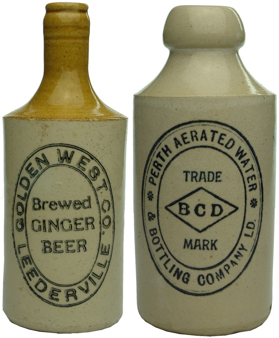 Collection Antique Stoneware Ginger Beer Bottles