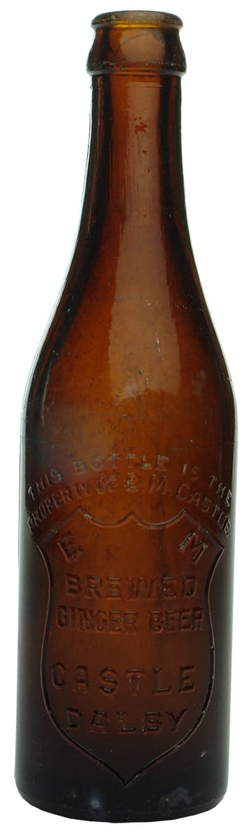 Castle Dalby Brown Glass Ginger Beer Bottle