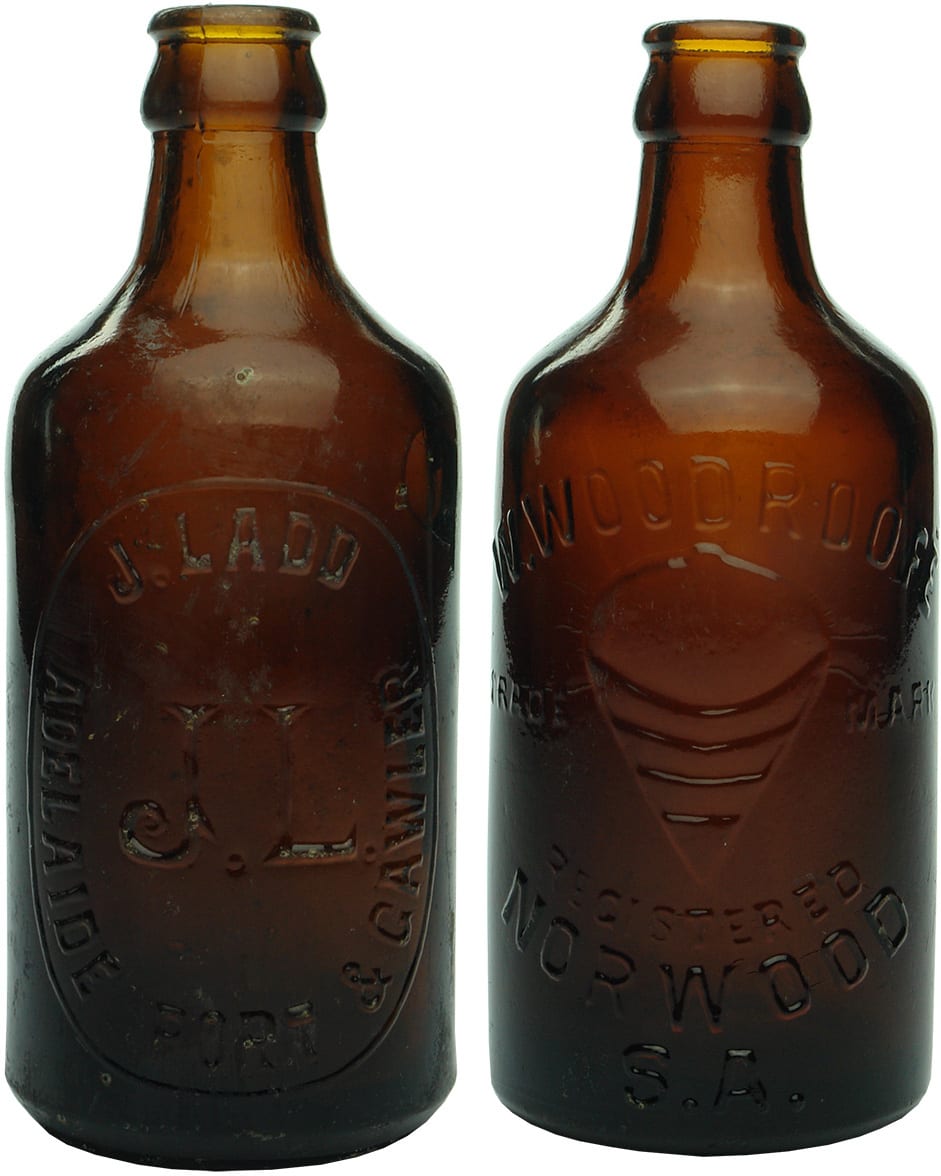 Collection Amber Brown Glass Ginger Beer Bottles