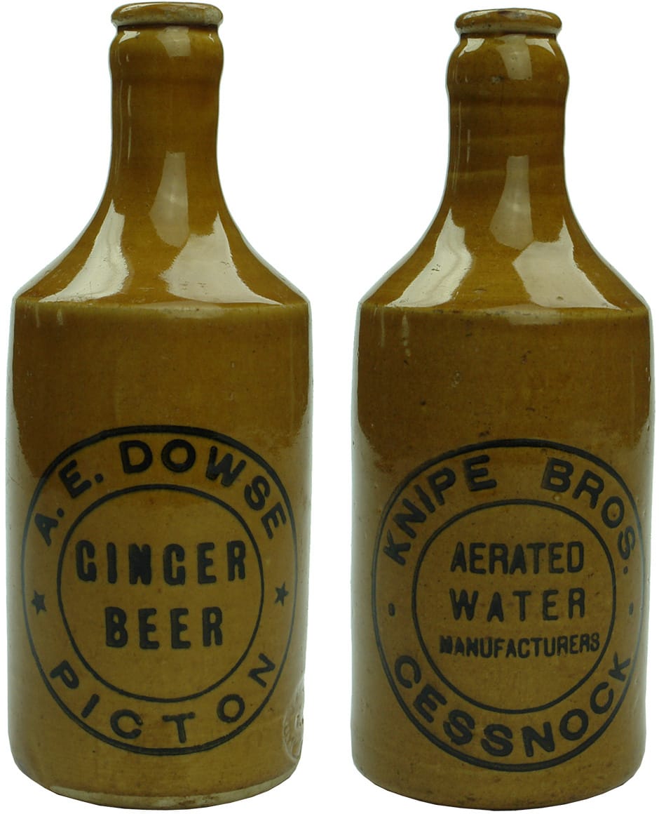 Collection Antique Stoneware Ginger Beer Bottles