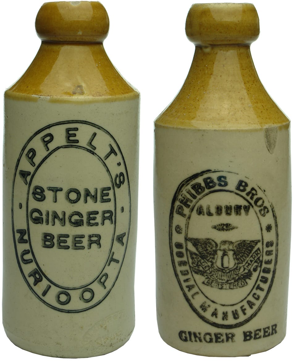 Collection Antique Stoneware Ginger Beer Bottles