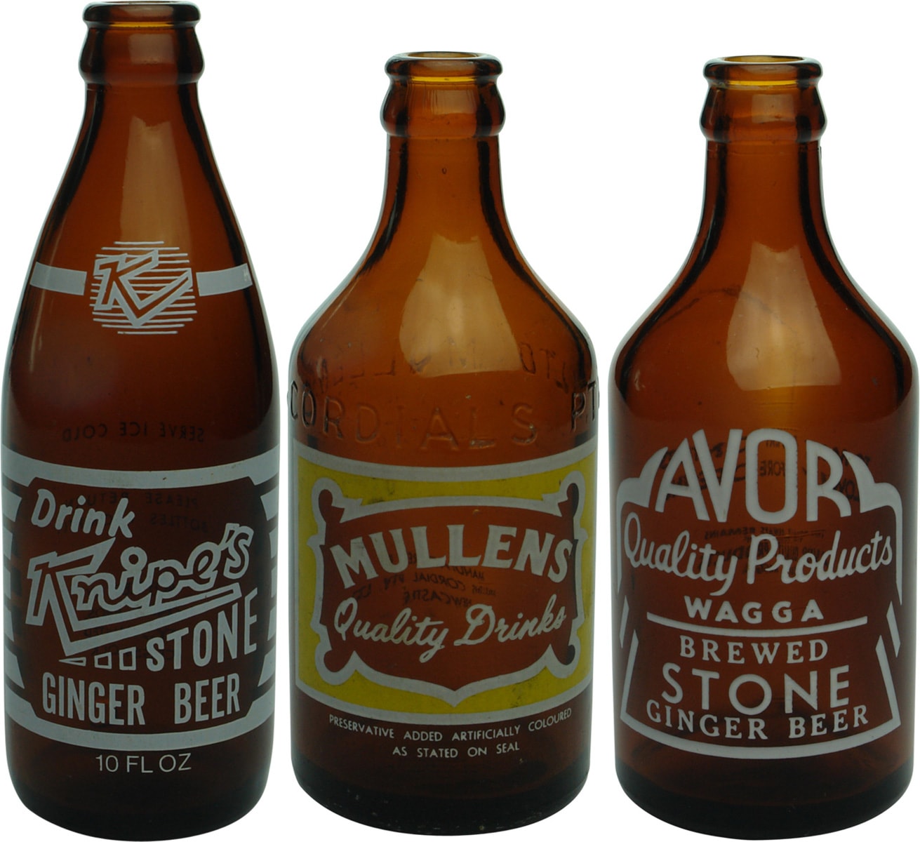 Collection Amber Brown Glass Ginger Beer Bottles